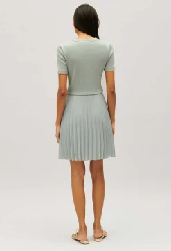 Cheap Short Almond Pleated Twist Dress Women Dresses