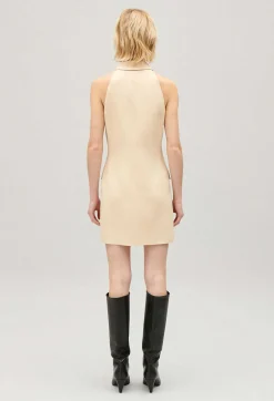 Sale Short Beige Button Dress Women Dresses