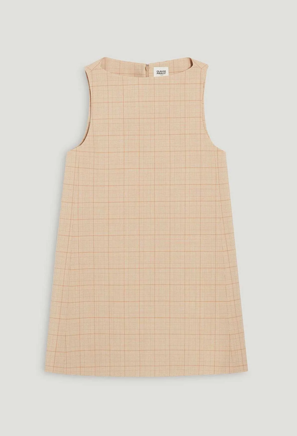 Clearance Short Beige Checked Dress Women Dresses