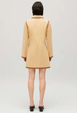 Shop Short Beige Lace-Up Dress Women Dresses