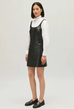 Sale Short Black Leather Tunic Dress Women Dresses