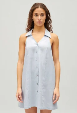 New Short Button-Up Babydoll Dress Women Dresses