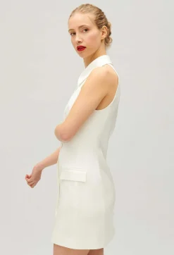 Store Short Ecru Satin Dress Women Dresses