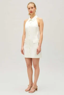 Store Short Ecru Satin Dress Women Dresses