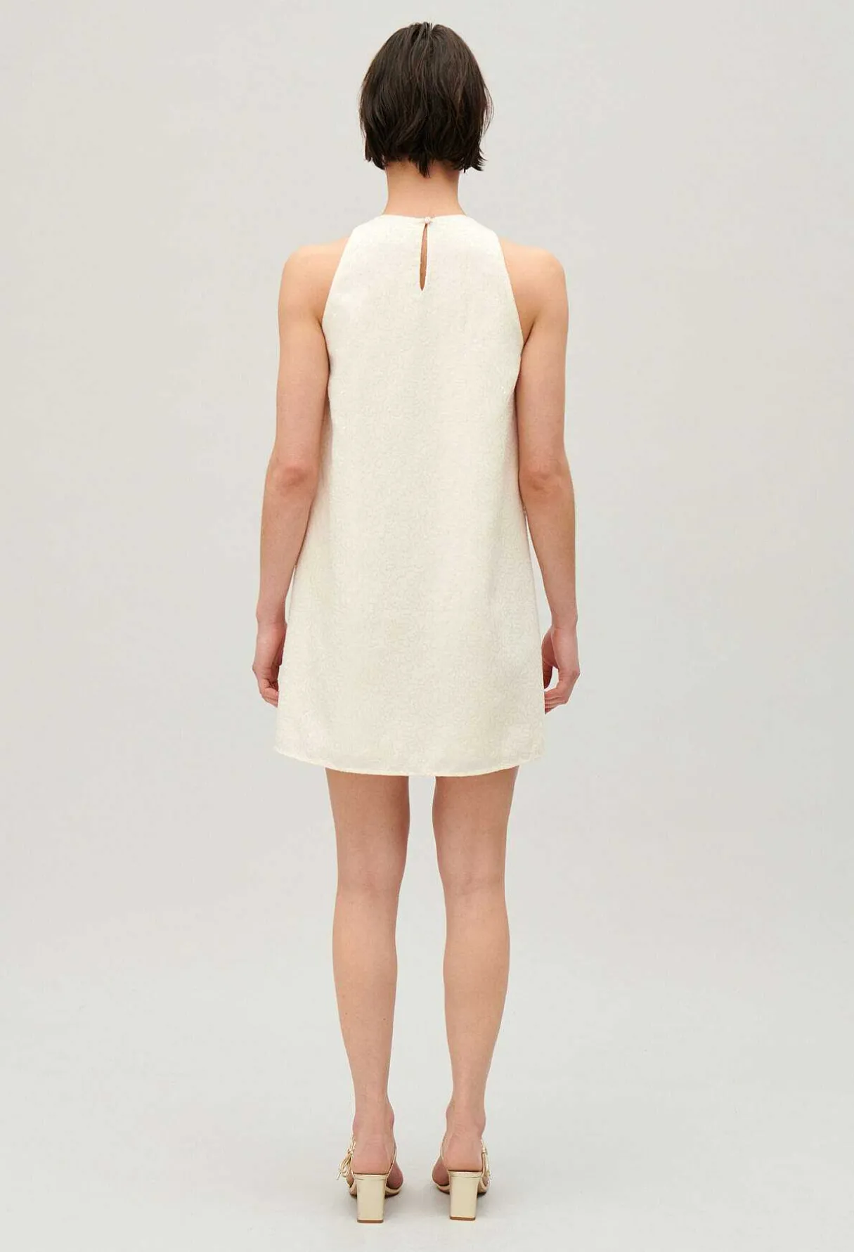 Online Short Ecru Sequinned Dress Women Dresses