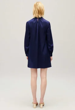 Sale Short Indigo Pussy Bow Dress Women Dresses
