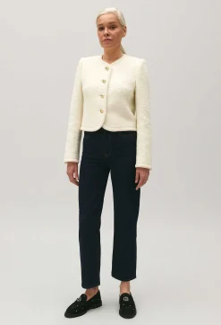 Best Short Ivory Tweed Jacket Women Blazers