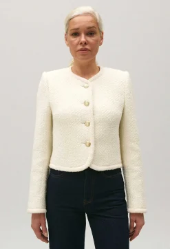 Best Short Ivory Tweed Jacket Women Blazers