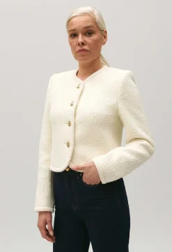 Best Short Ivory Tweed Jacket Women Blazers