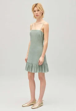 Clearance Short Ruffled Almond Dress Women Dresses