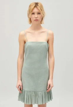 Clearance Short Ruffled Almond Dress Women Dresses
