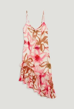 Fashion Silk Printed Midi Dress Women Dresses