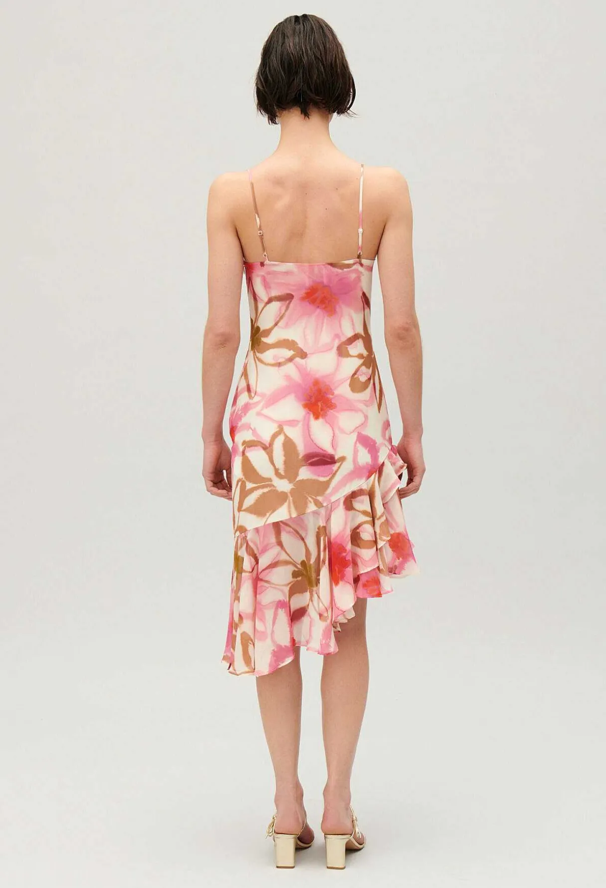 Fashion Silk Printed Midi Dress Women Dresses