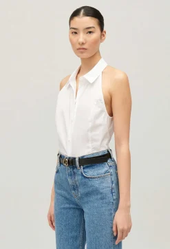 Cheap Sleeveless White Shirt Women Tops And Shirts