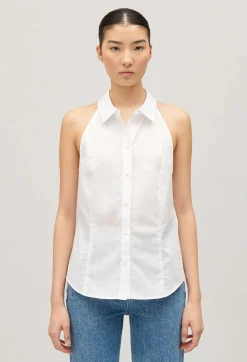 Cheap Sleeveless White Shirt Women Tops And Shirts