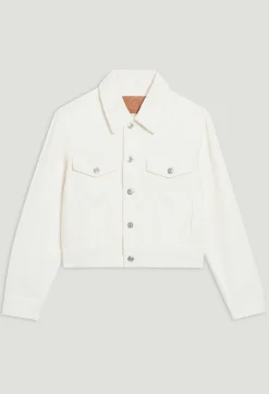 Discount Straight-Leg Cream Denim Jacket Women Jackets And Coats