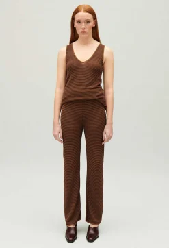 Hot Striped Brown Vest Top Women Tops And Shirts