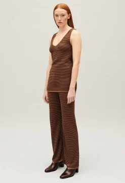 Hot Striped Brown Vest Top Women Tops And Shirts