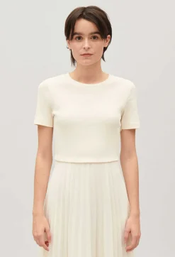 Cheap Twist Ivory Bi-Material Midi Dress Women Dresses