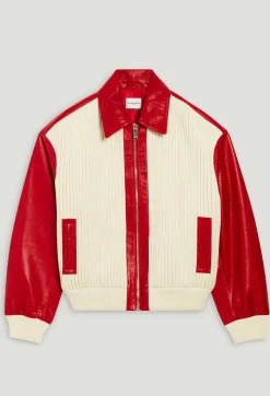 Online Two-Tone Dual-Material Jacket Women Jackets And Coats