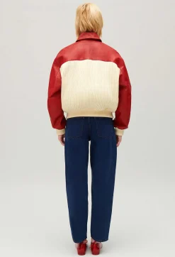 Online Two-Tone Dual-Material Jacket Women Jackets And Coats