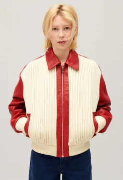 Online Two-Tone Dual-Material Jacket Women Jackets And Coats