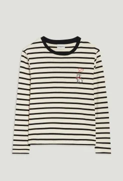 Clearance Two-Tone Jean Toto Breton T-Shirt Women Sweaters And Cardigans