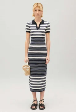 Best Two-Tone Knitted Maxi Dress Women Dresses