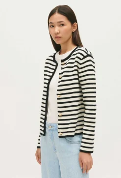 Fashion Two-Tone Striped Cardigan Women Sweaters And Cardigans
