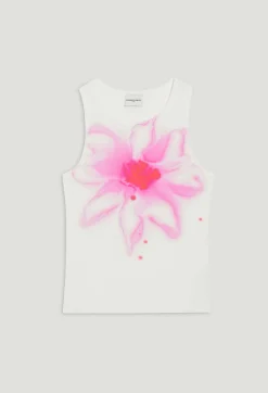Fashion Vest Flower Print Women T-Shirts