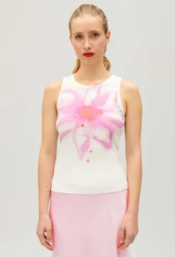 Fashion Vest Flower Print Women T-Shirts