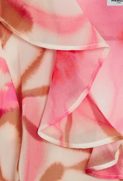 Fashion Watercolour Print Silk Blouse Women Tops And Shirts