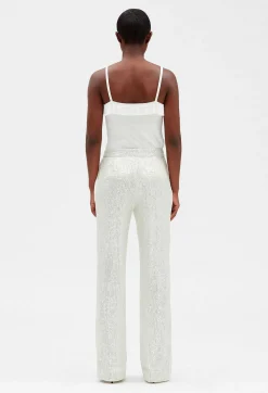 Discount White Sequinned Trousers Women Jeans And Trousers