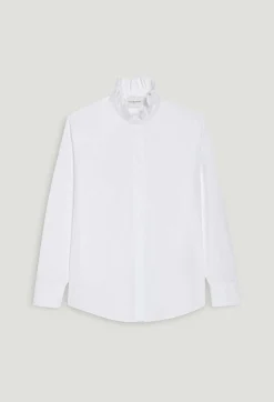 Flash Sale White Shirt With Ruffled Collar Women Tops And Shirts