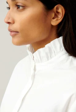 Flash Sale White Shirt With Ruffled Collar Women Tops And Shirts