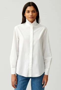 Flash Sale White Shirt With Ruffled Collar Women Tops And Shirts