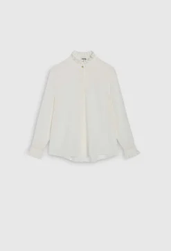 Clearance White Shirt With Wavy Collar Women Tops And Shirts