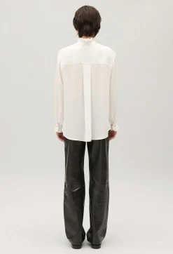 Clearance White Shirt With Wavy Collar Women Tops And Shirts