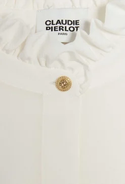 Clearance White Shirt With Wavy Collar Women Tops And Shirts