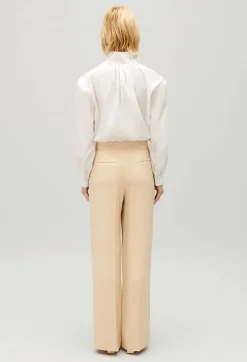 Hot Wide-Leg Beige Trousers Women Jeans And Trousers