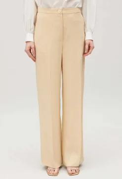 Hot Wide-Leg Beige Trousers Women Jeans And Trousers