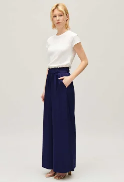 Online Wide-Leg Trousers With Smocked Waistband Women Jeans And Trousers