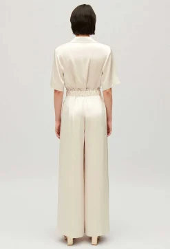 Clearance Wide-Leg Trousers With Smocked Waistband Women Jeans And Trousers