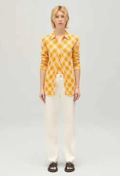 Sale Yellow Checked Cardigan Women Sweaters And Cardigans