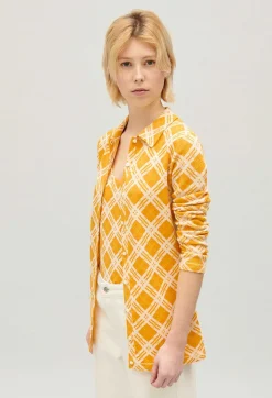 Sale Yellow Checked Cardigan Women Sweaters And Cardigans