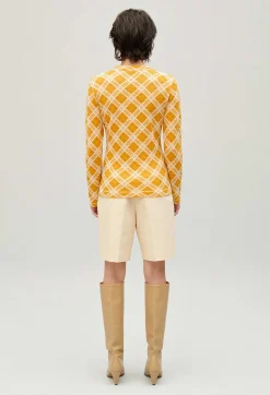Outlet Yellow Checked Jumper Women Sweaters And Cardigans